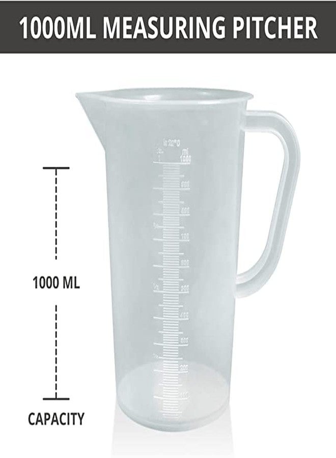 Spylx Polypropylene Measuring Jug with Handle Pour Spout Container for Kitchen Lab - Combo Pack of 500ml & 1000ml - Image 5